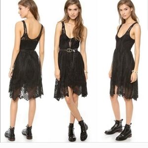Free People Kristal Lace Salinas Black Foil Print Dress Size 2